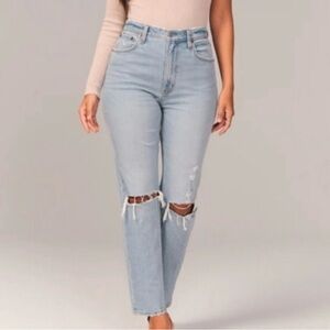 Abercrombie & Fitch Curve Love Ultra High Rise Ankle Straight Jeans